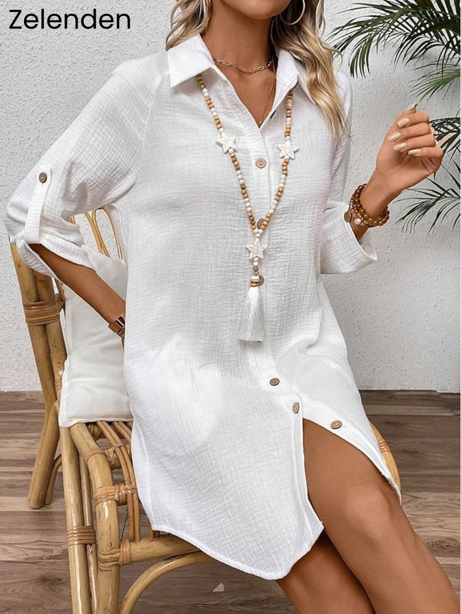 Zelenden Cotton Button-Down Shirt Dress