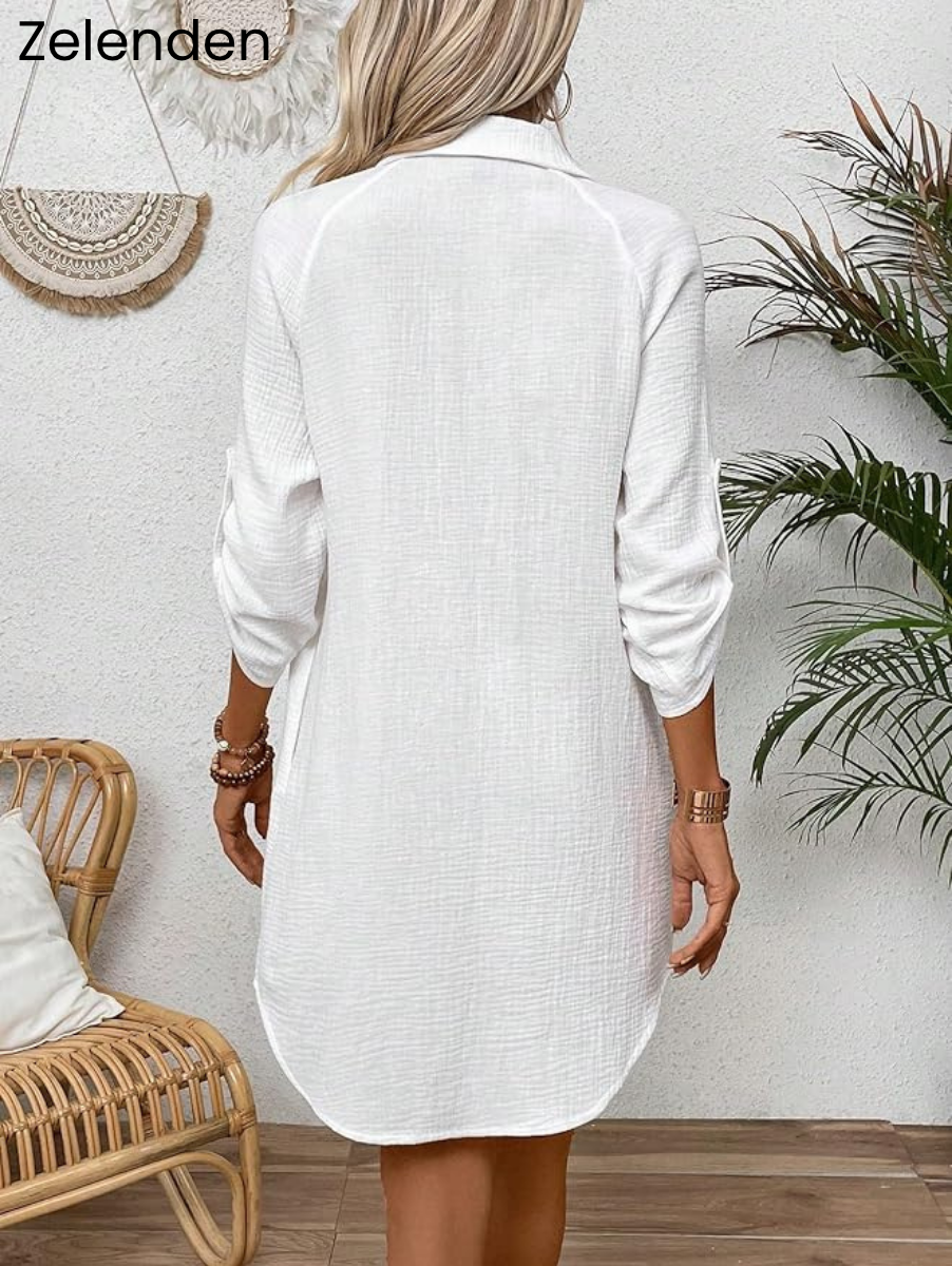 Zelenden Cotton Button-Down Shirt Dress