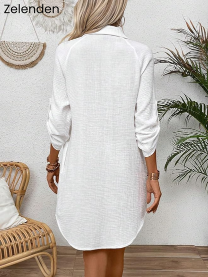 Zelenden Cotton Button-Down Shirt Dress